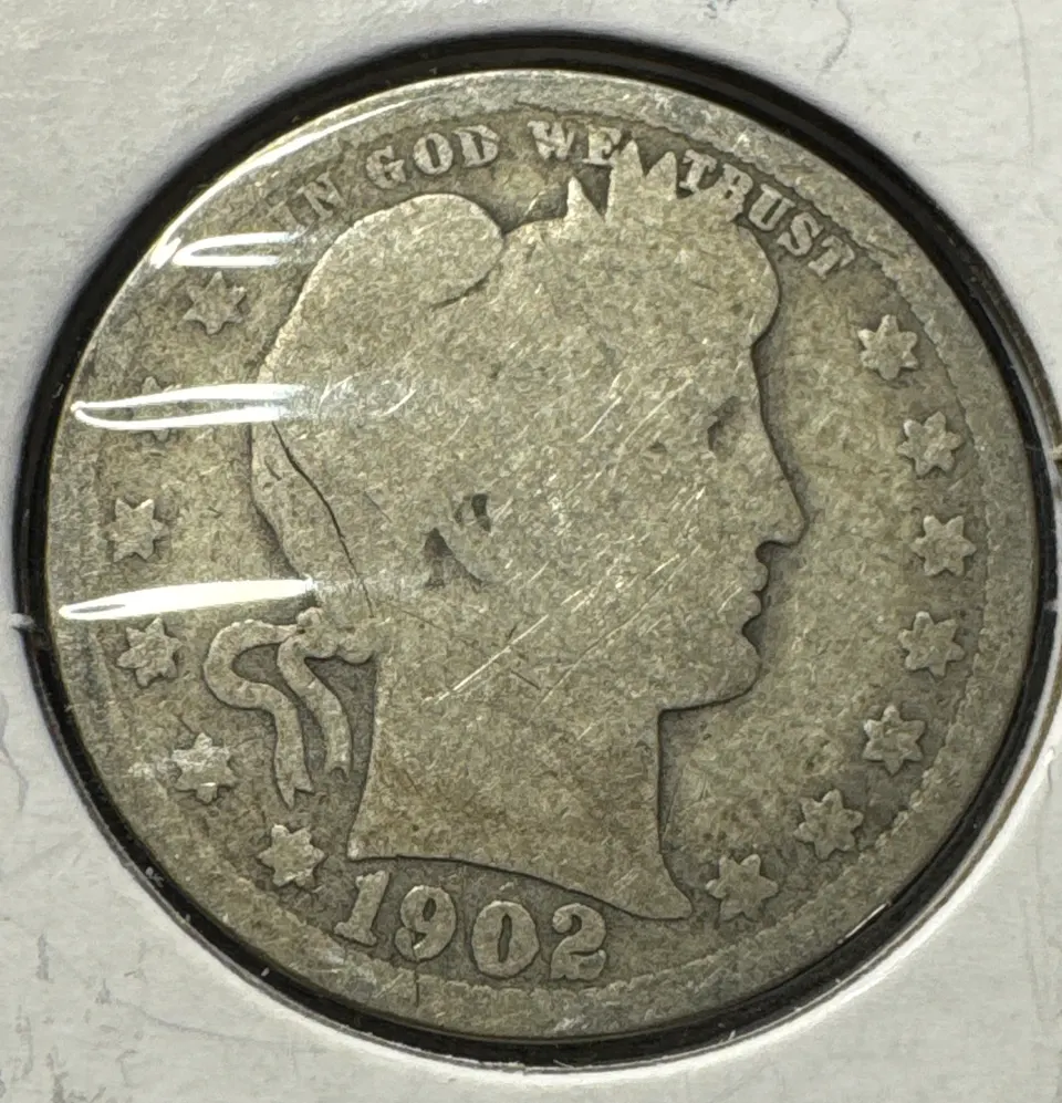 1902-P Barber Quarter Ungraded — front