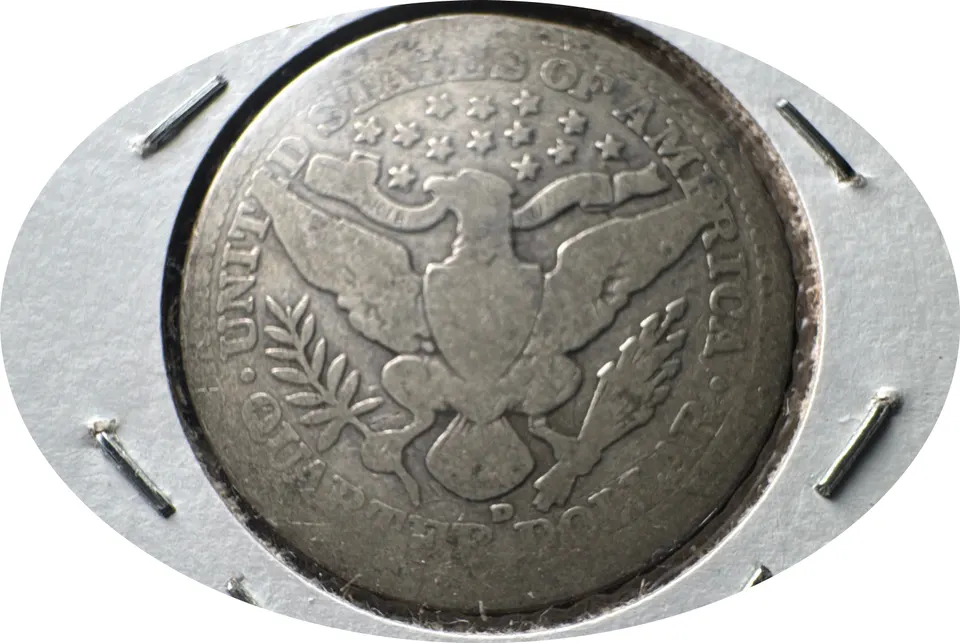 1908-D Barber Quarter Ungraded — back