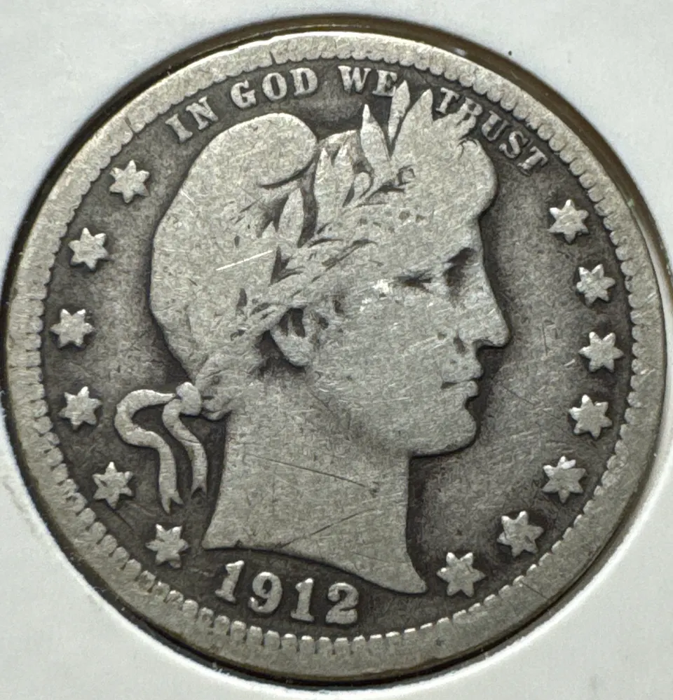 1912-P Barber Quarter Ungraded — front