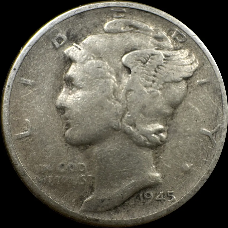 1945-D Mercury Dime Ungraded — front