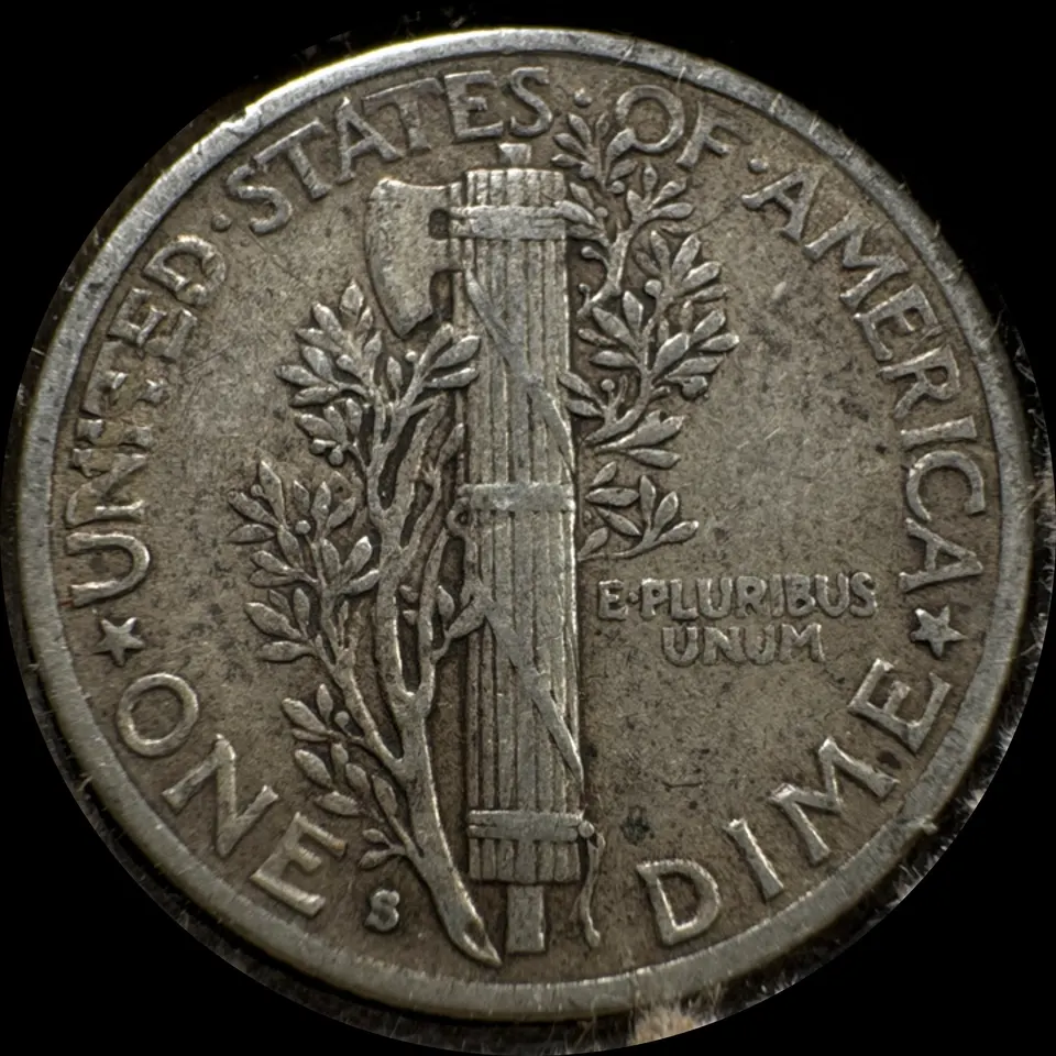 1941-S Mercury Dime Ungraded — back
