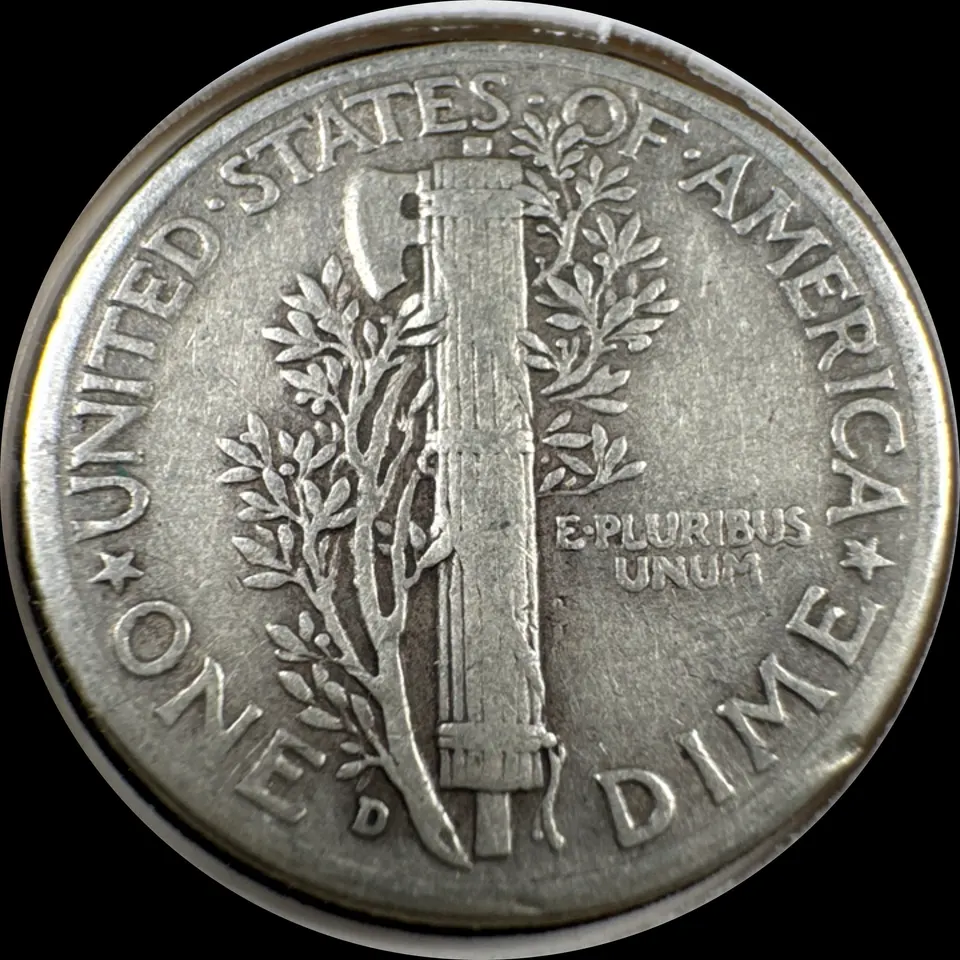 1943-D Mercury Dime Ungraded — back