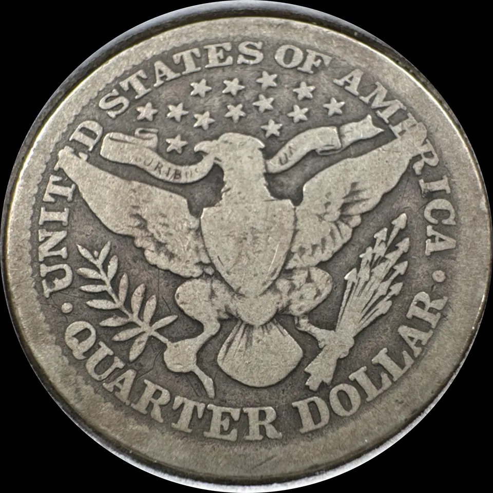 1904-P Barber Quarter Ungraded — back