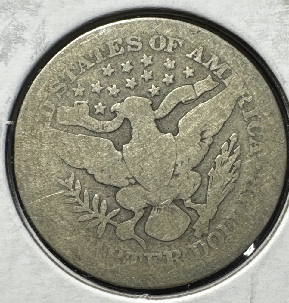 1902-P Barber Quarter Ungraded — back