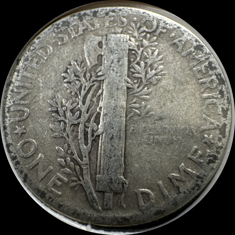 1944-P Mercury Dime Ungraded — back