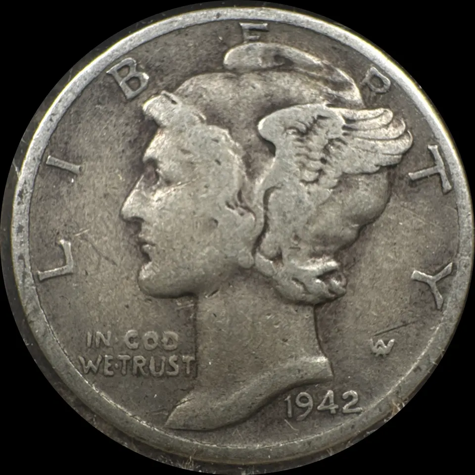 1942-D Mercury Dime Ungraded — front
