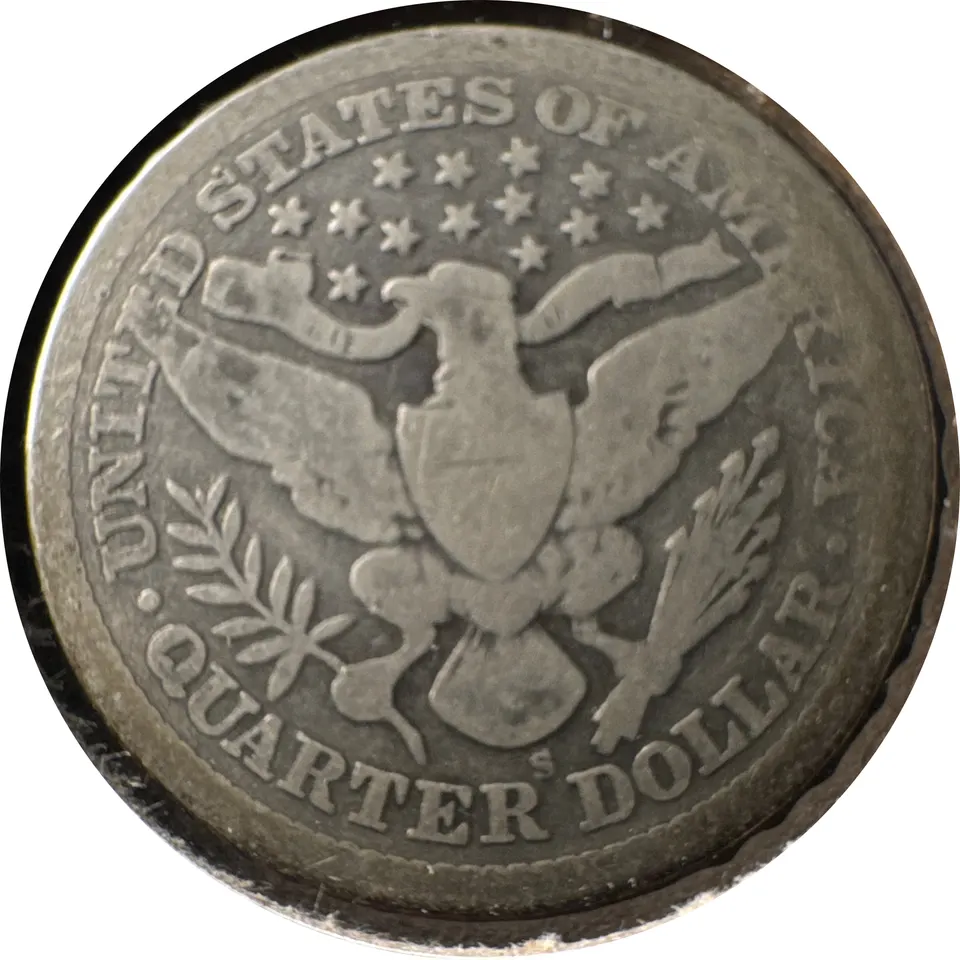 1900-S Barber Quarter Ungraded — back