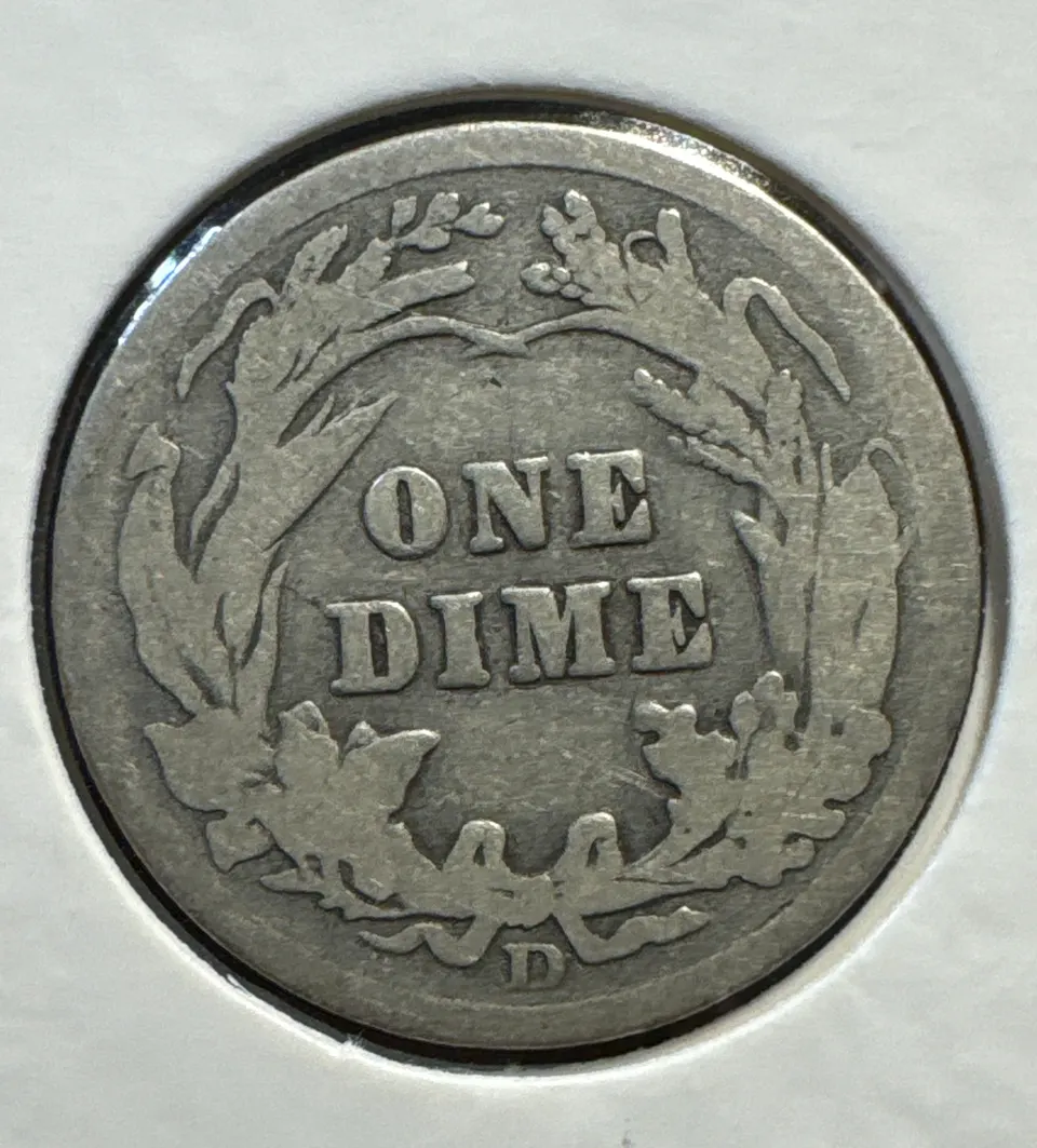 1908-D Barber Dime Ungraded — back