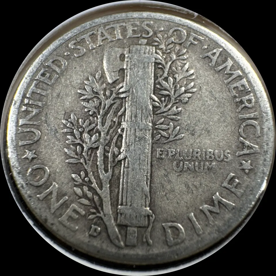 1943-D Mercury Dime Ungraded — back