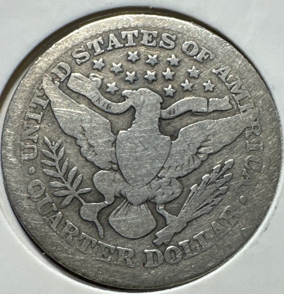 1914-P Barber Quarter Ungraded — back