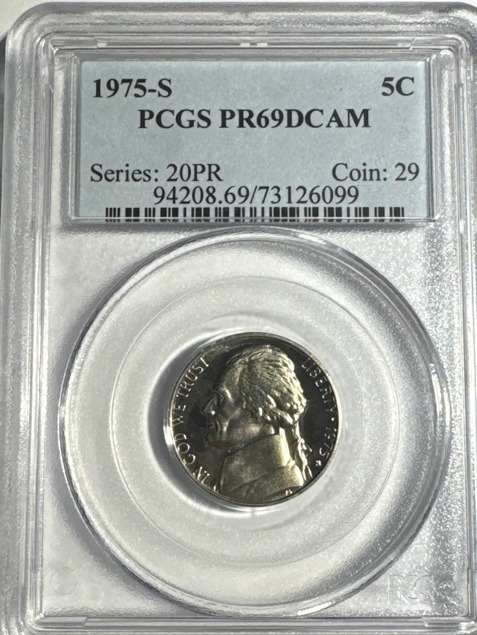 1975-S Jefferson Nickel PR69 — front