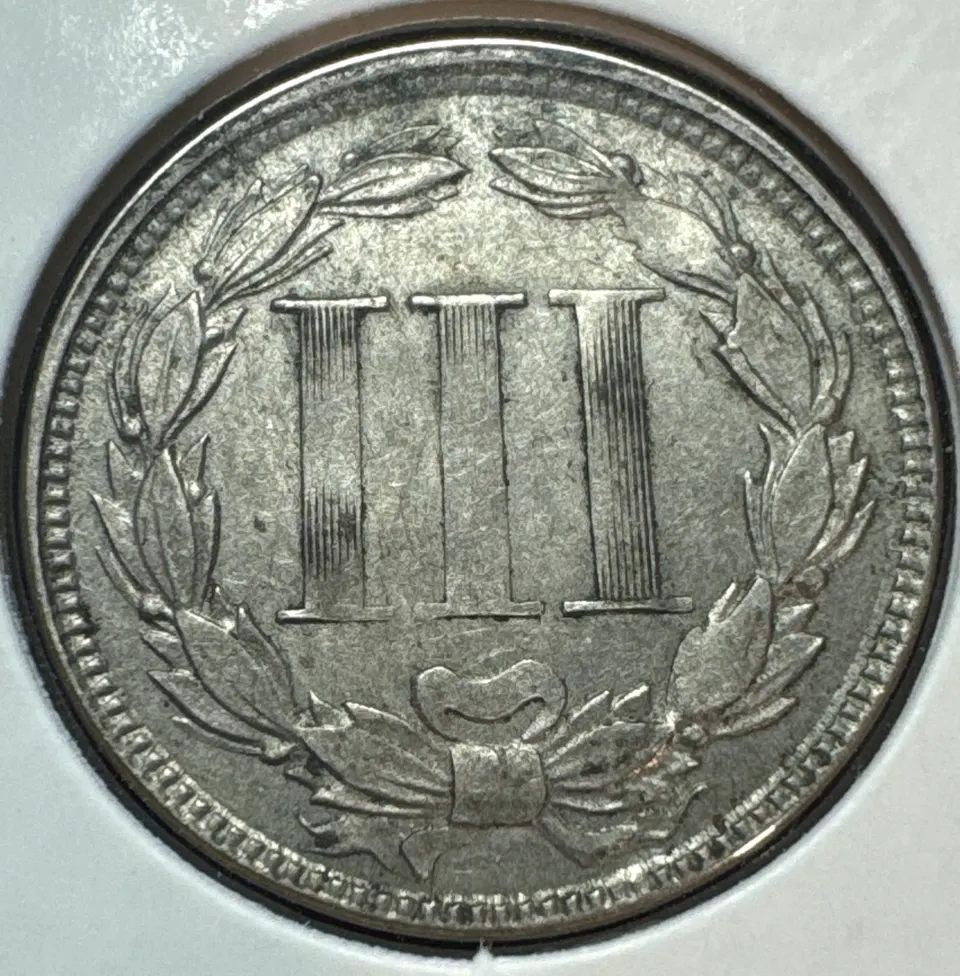 1865-P 3-Cent Nickel Ungraded — back