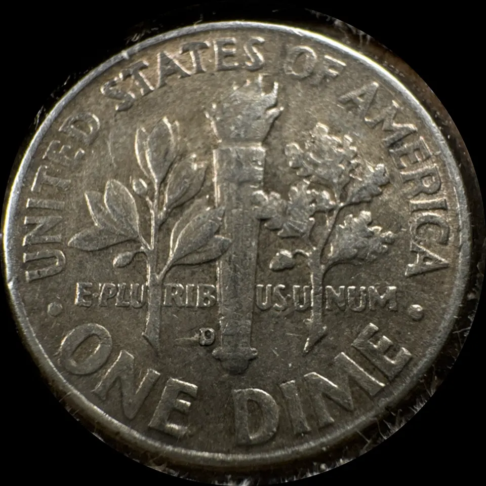 1962-D Roosevelt Dime Ungraded — back