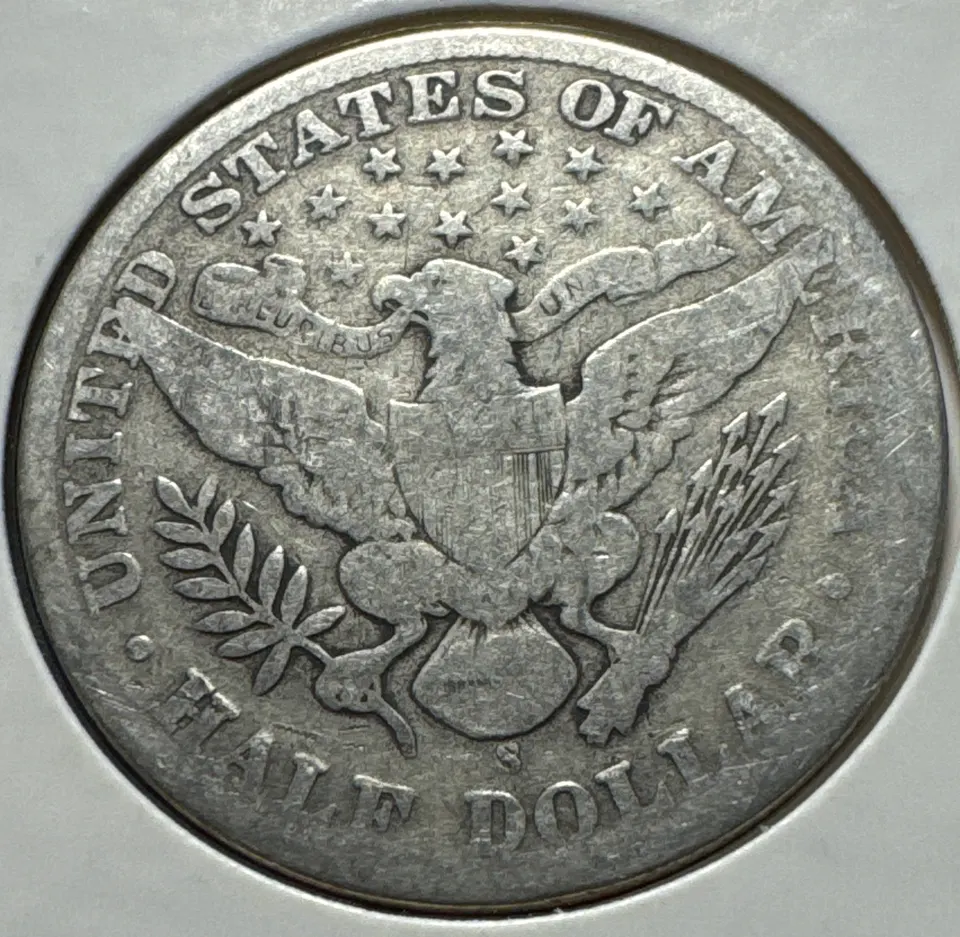 1911-S Barber Half Dollar Ungraded — back