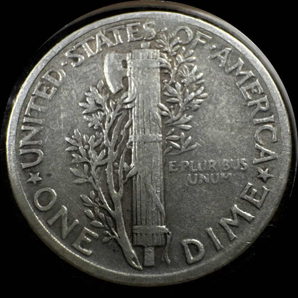 1943-P Mercury Dime Ungraded — back