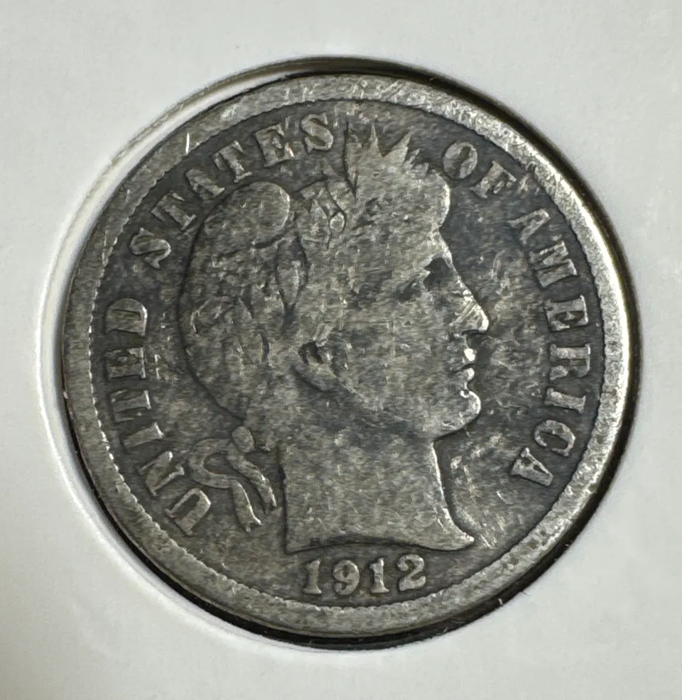 1912 Barber Dime Ungraded — front