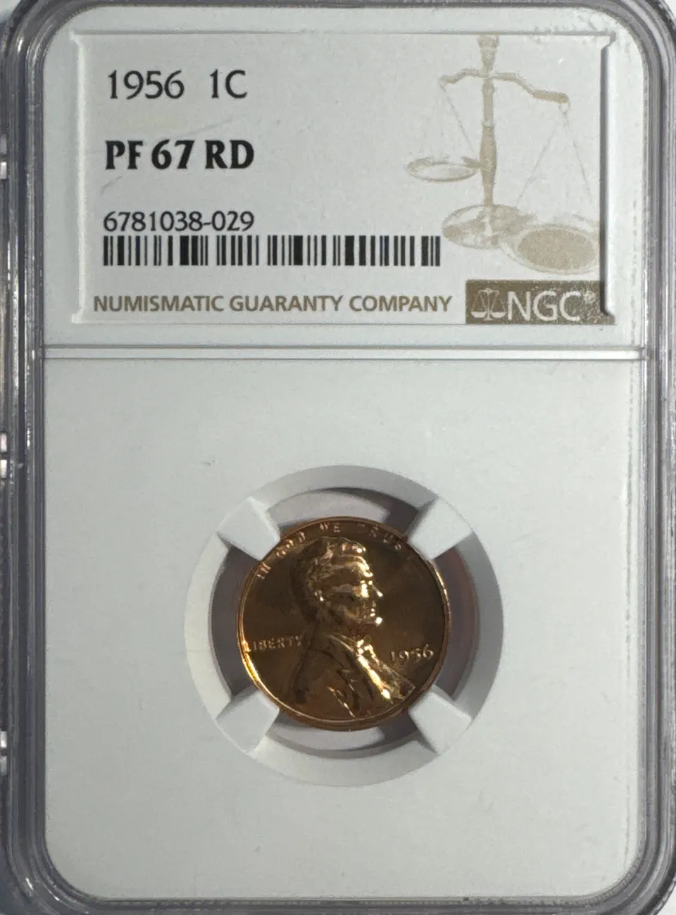 1956-P Lincoln Cent PF67 — front