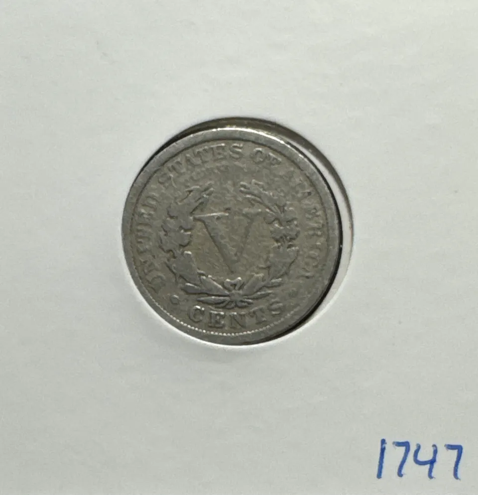 1908-P Liberty V Nickel Ungraded — back