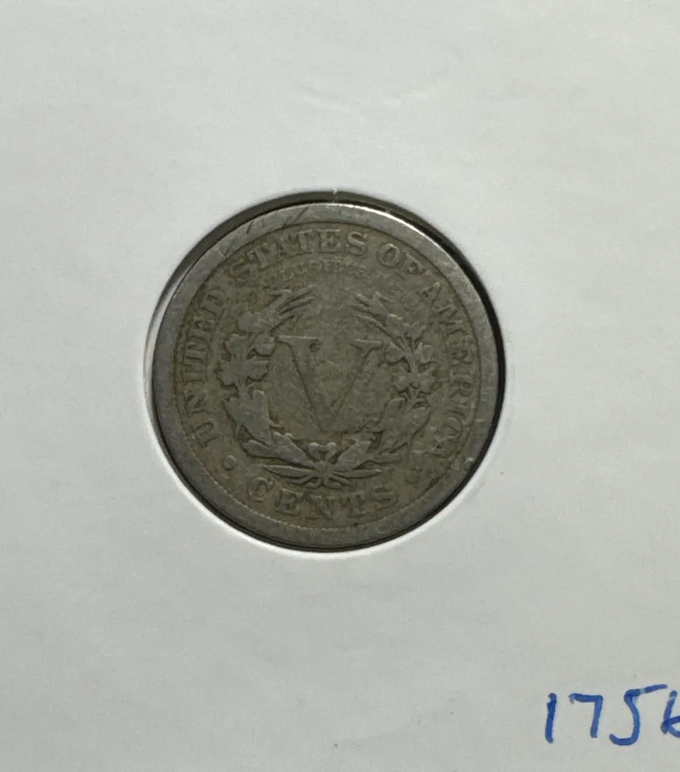1911-P Liberty V Nickel Ungraded — back