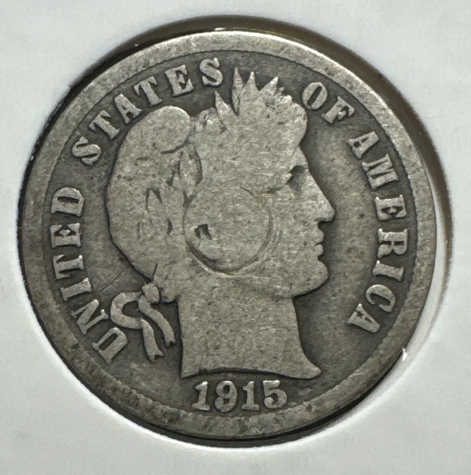 1915-P Barber Dime Ungraded — front
