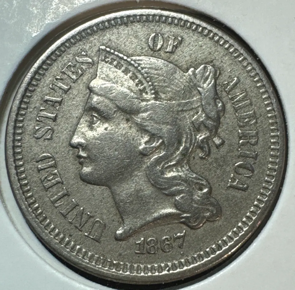 1867-P 3-Cent Nickel Ungraded — front