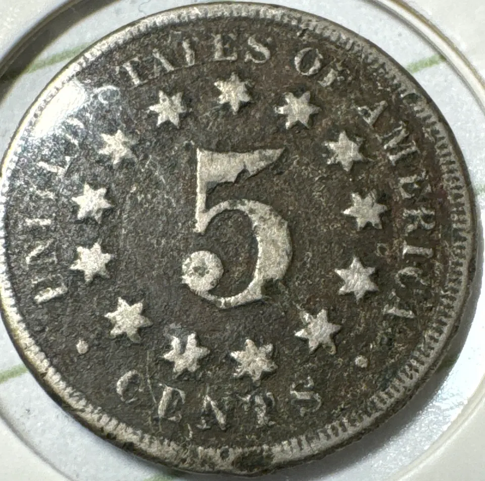 1869-P Shield Nickel Ungraded — back