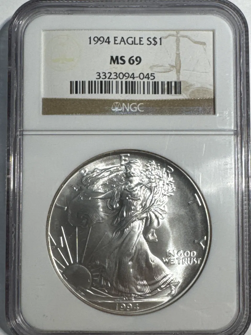1994-P American Silver Eagle MS69 — front