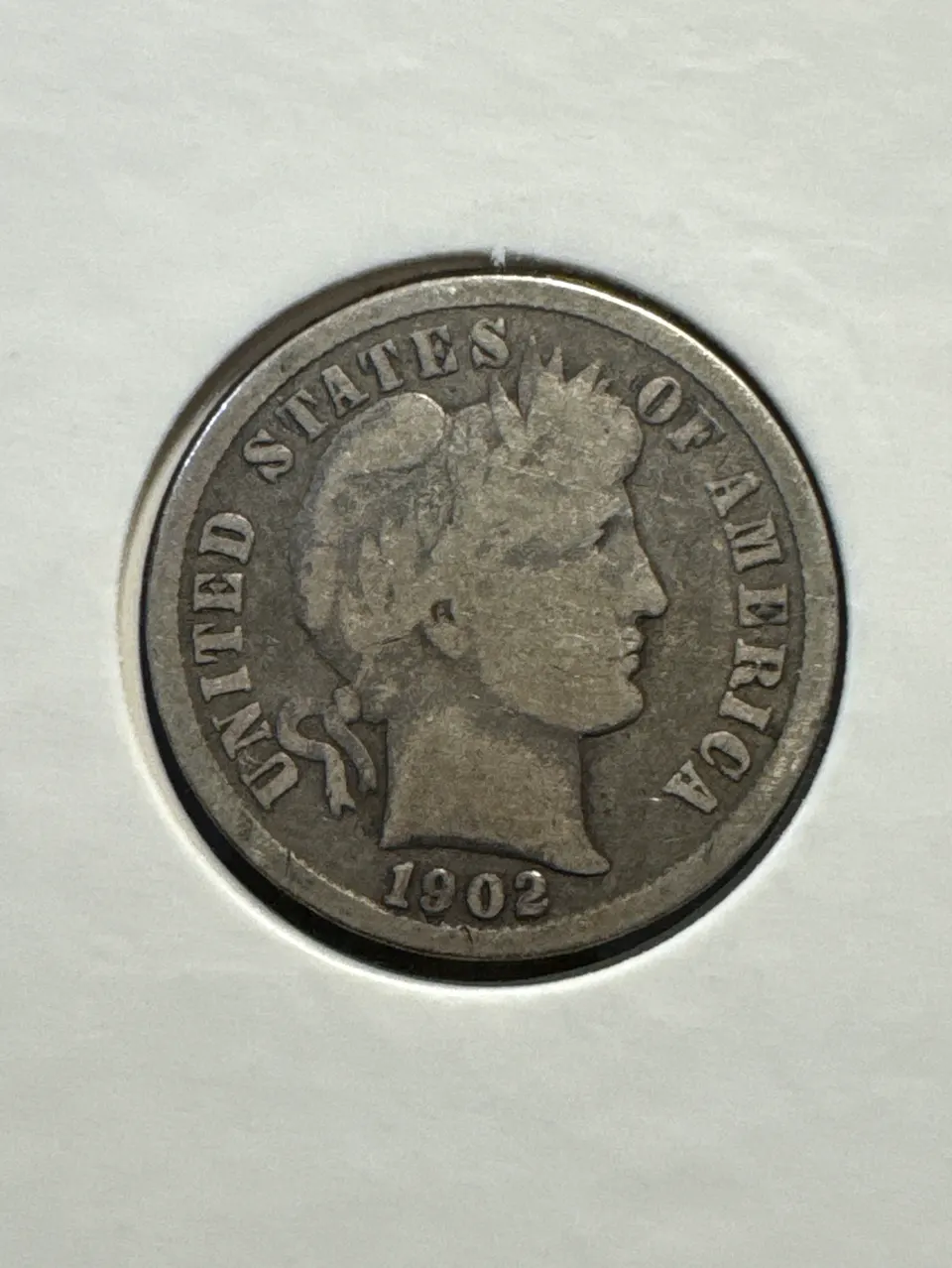 1902 Barber Dime Ungraded — front
