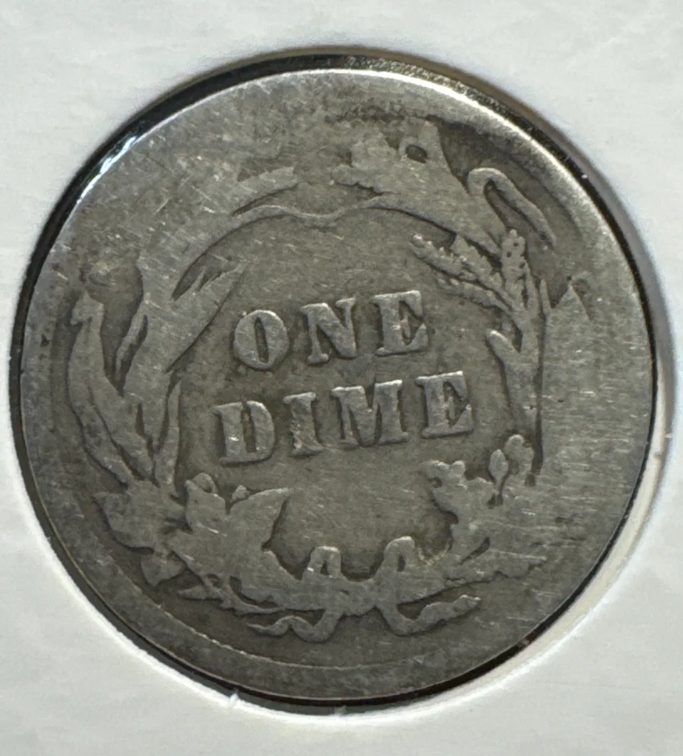 1908-P Barber Dime Ungraded — back