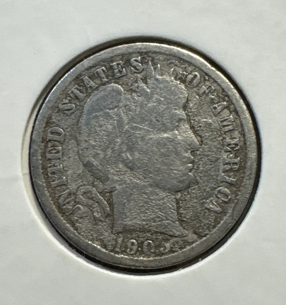 1905 Barber Dime Ungraded — front