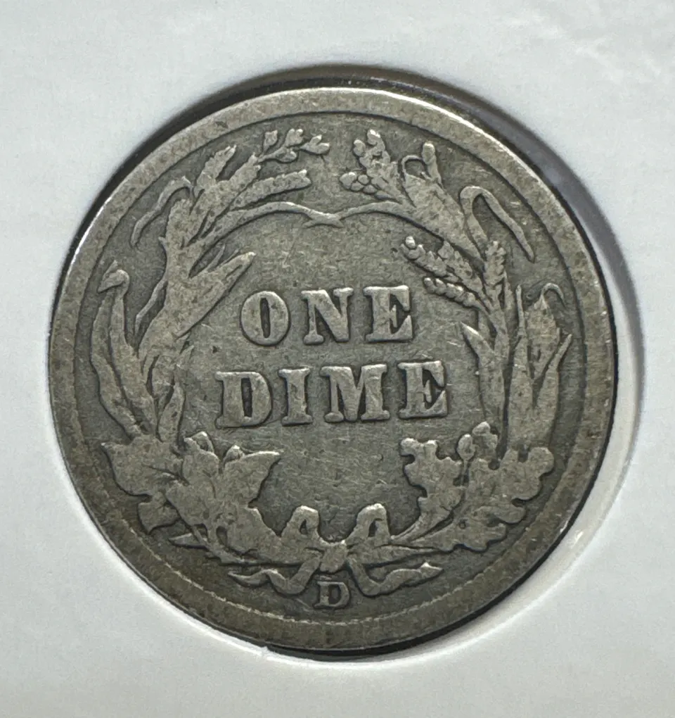 1914-D Barber Dime Ungraded — back