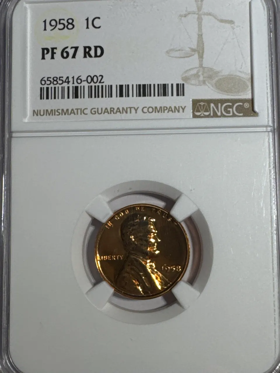 1958-P Lincoln Cent PF67 — front