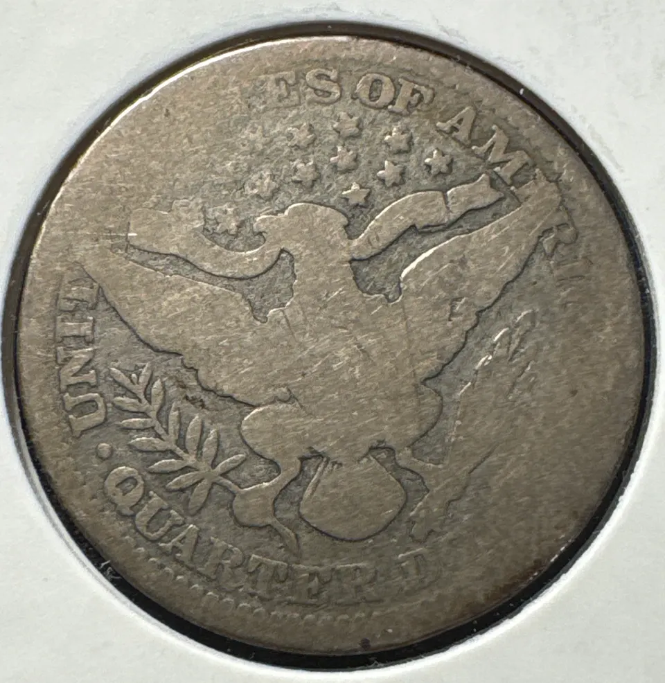 1901-P Barber Quarter Ungraded — back