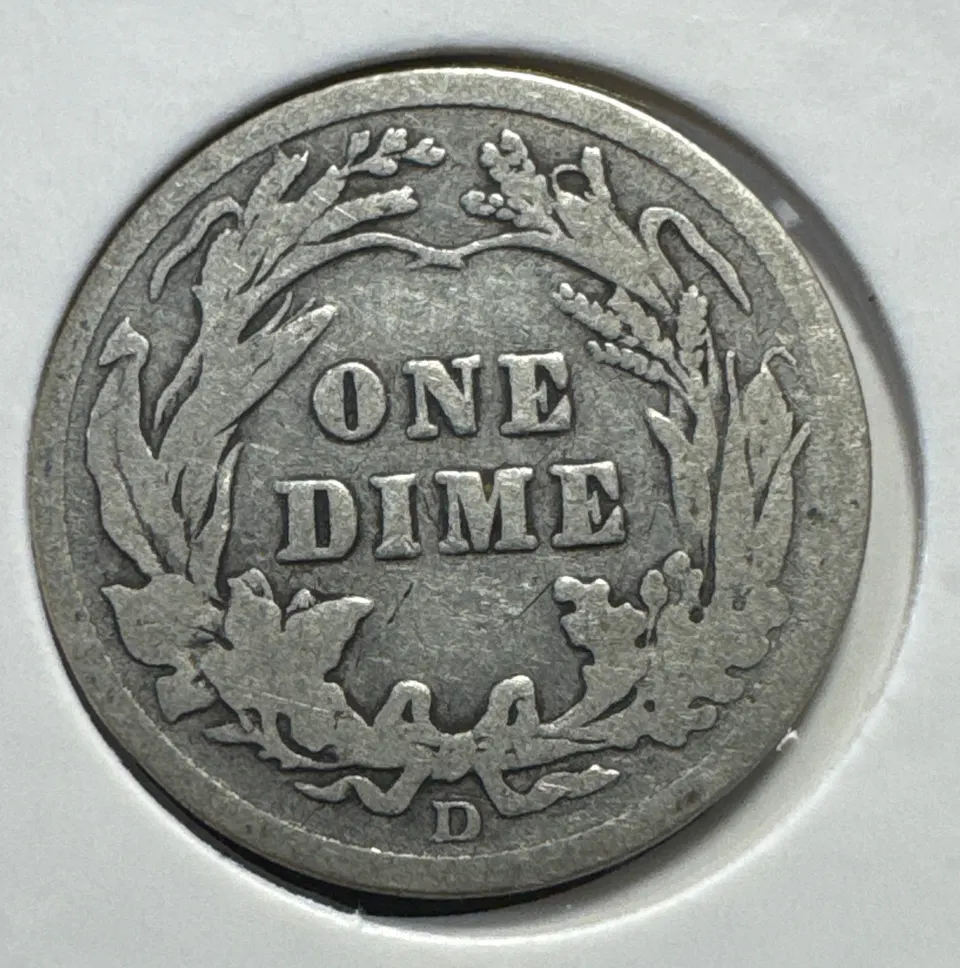 1914-D Barber Dime Ungraded — back