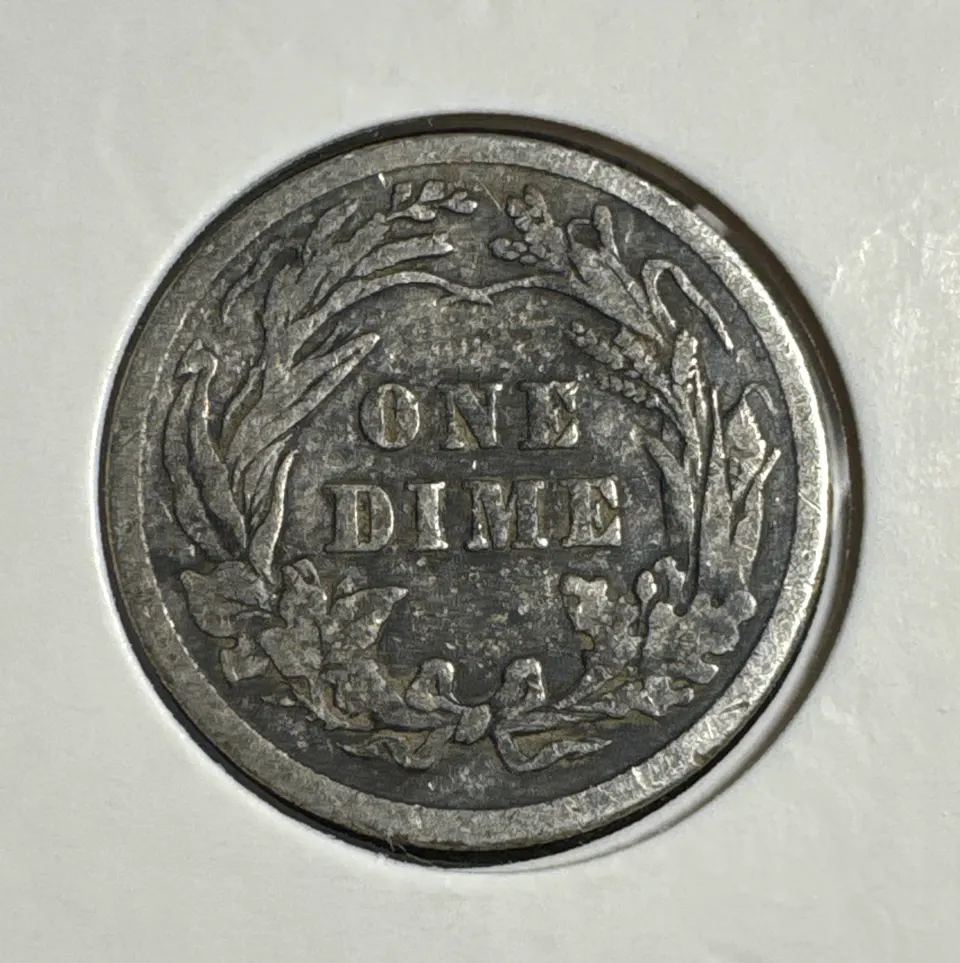1912 Barber Dime Ungraded — back