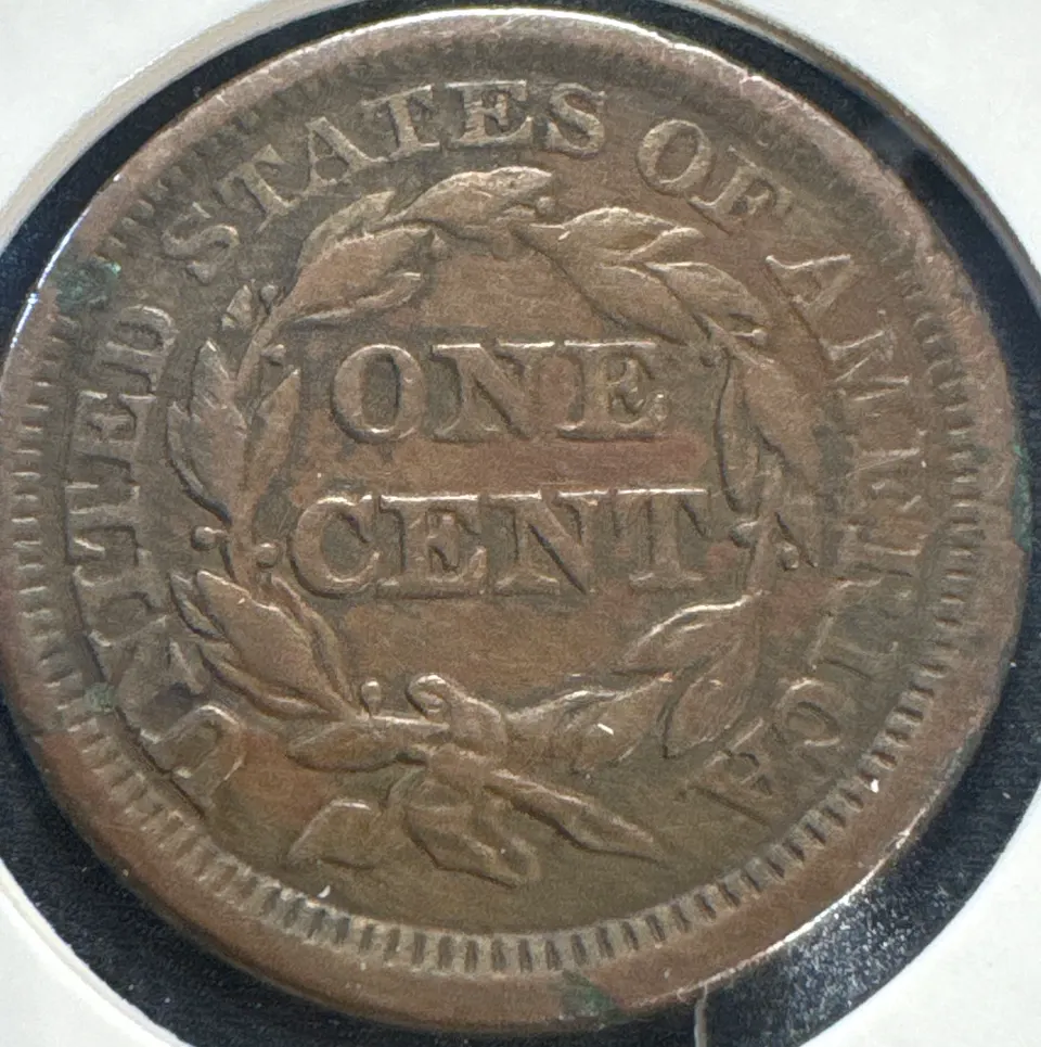 1853-P Braided Hair Large Cent Ungraded — back