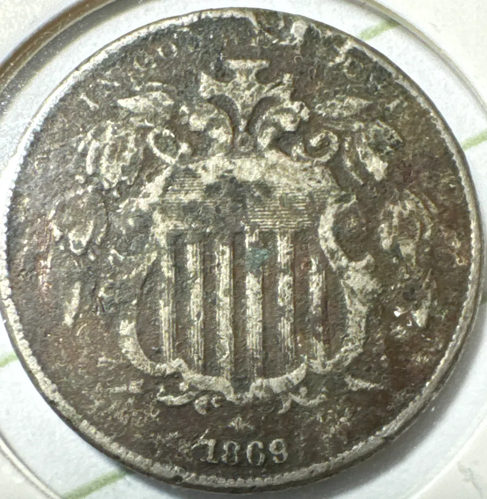 1869-P Shield Nickel Ungraded — front