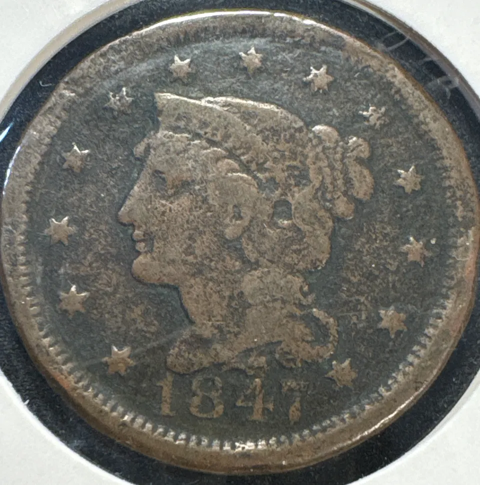 1847-P Braided Hair Large Cent Ungraded — front