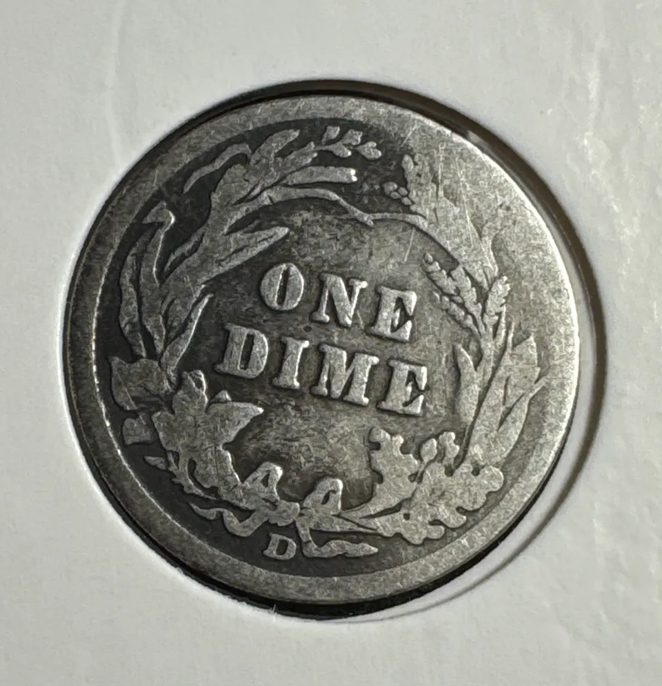 1912-D Barber Dime Ungraded — back