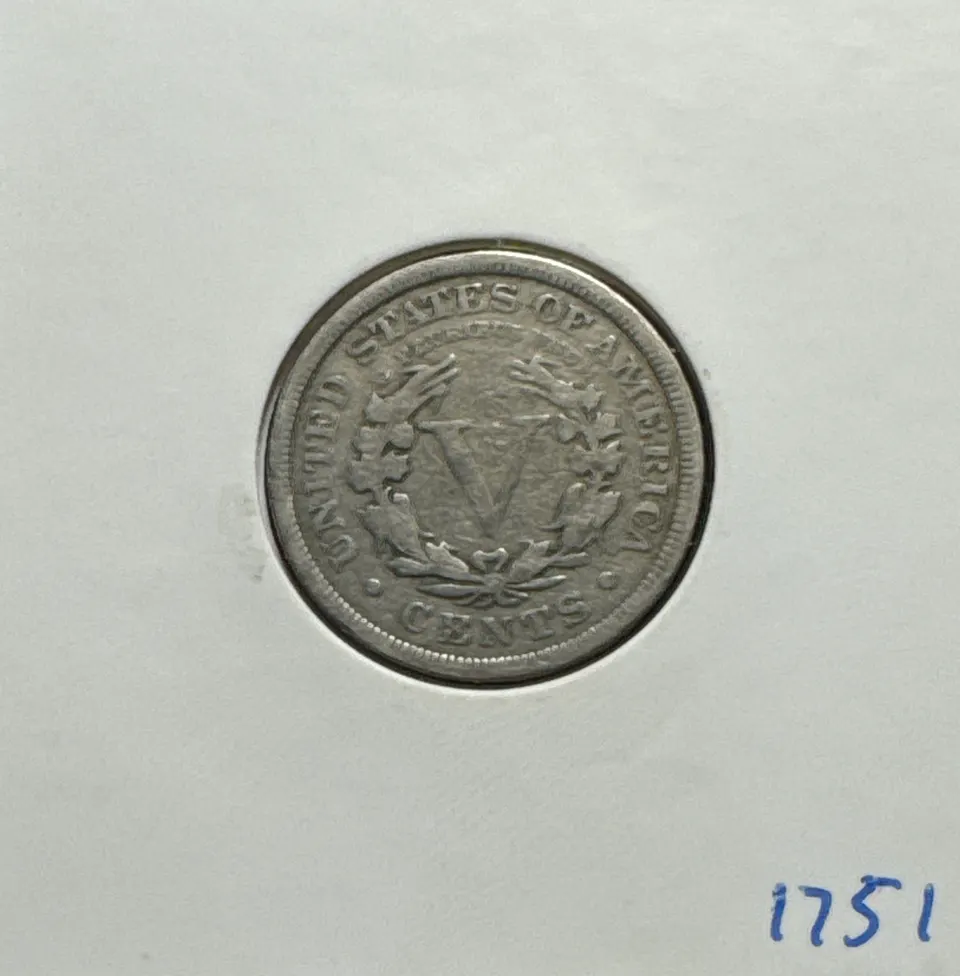 1909-P Liberty V Nickel Ungraded — back