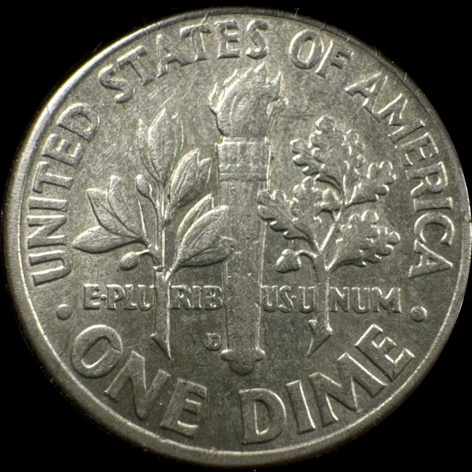 1963-D Roosevelt Dime Ungraded — back