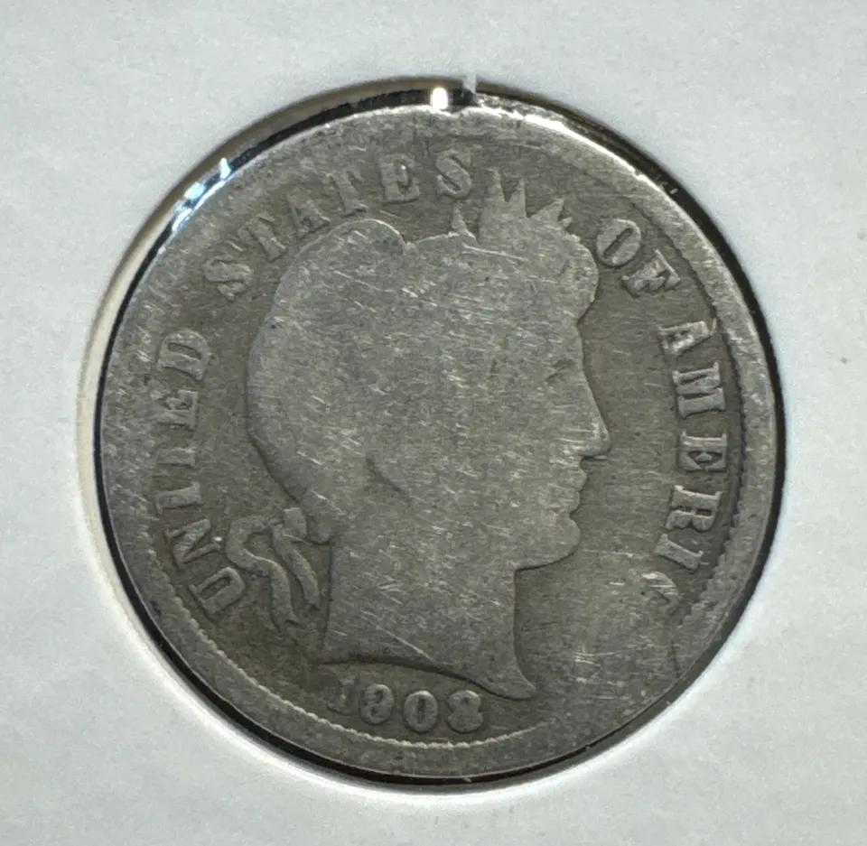 1908-P Barber Dime Ungraded — front