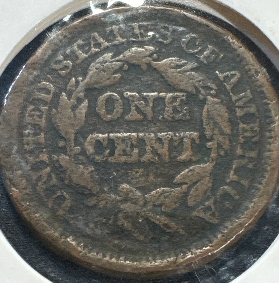 1847-P Braided Hair Large Cent Ungraded — back