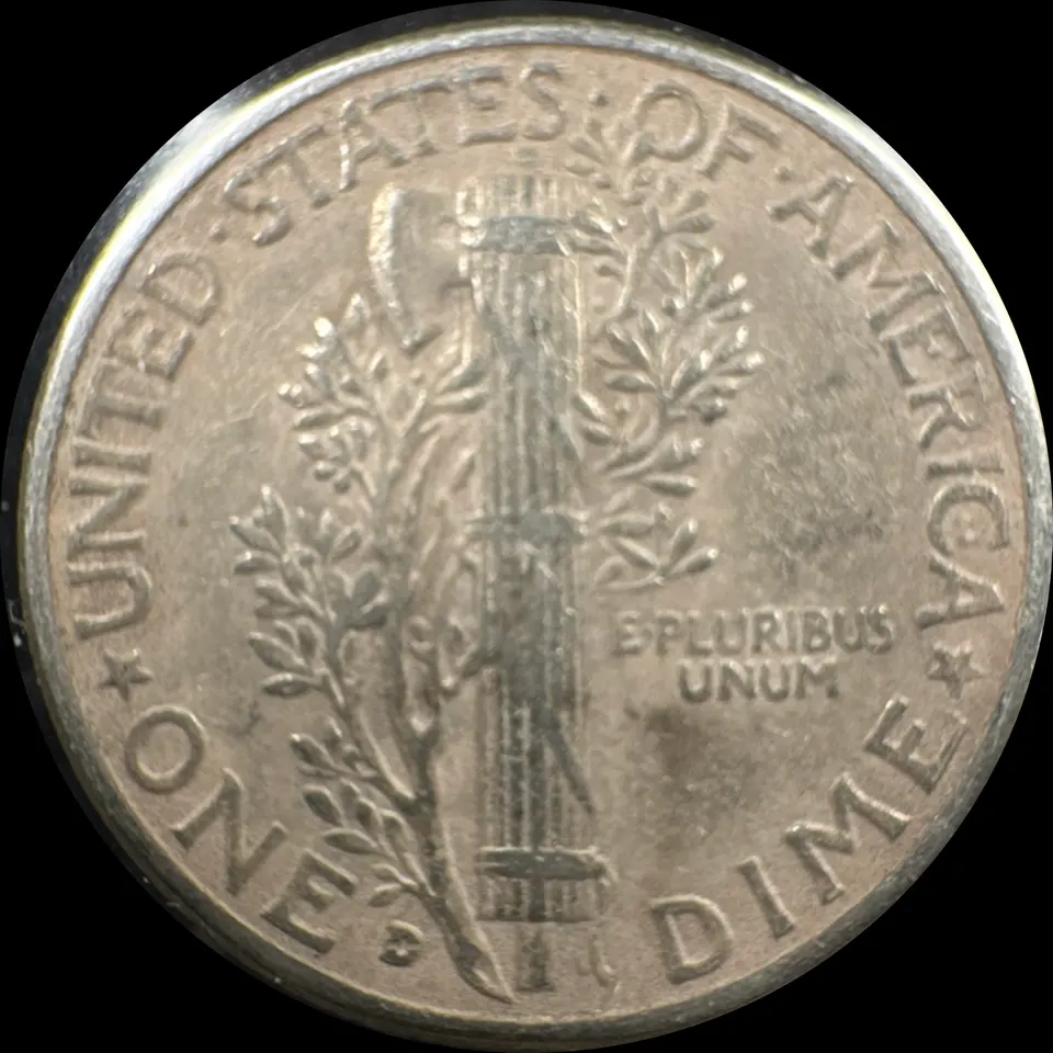 1943-D Mercury Dime Ungraded — back