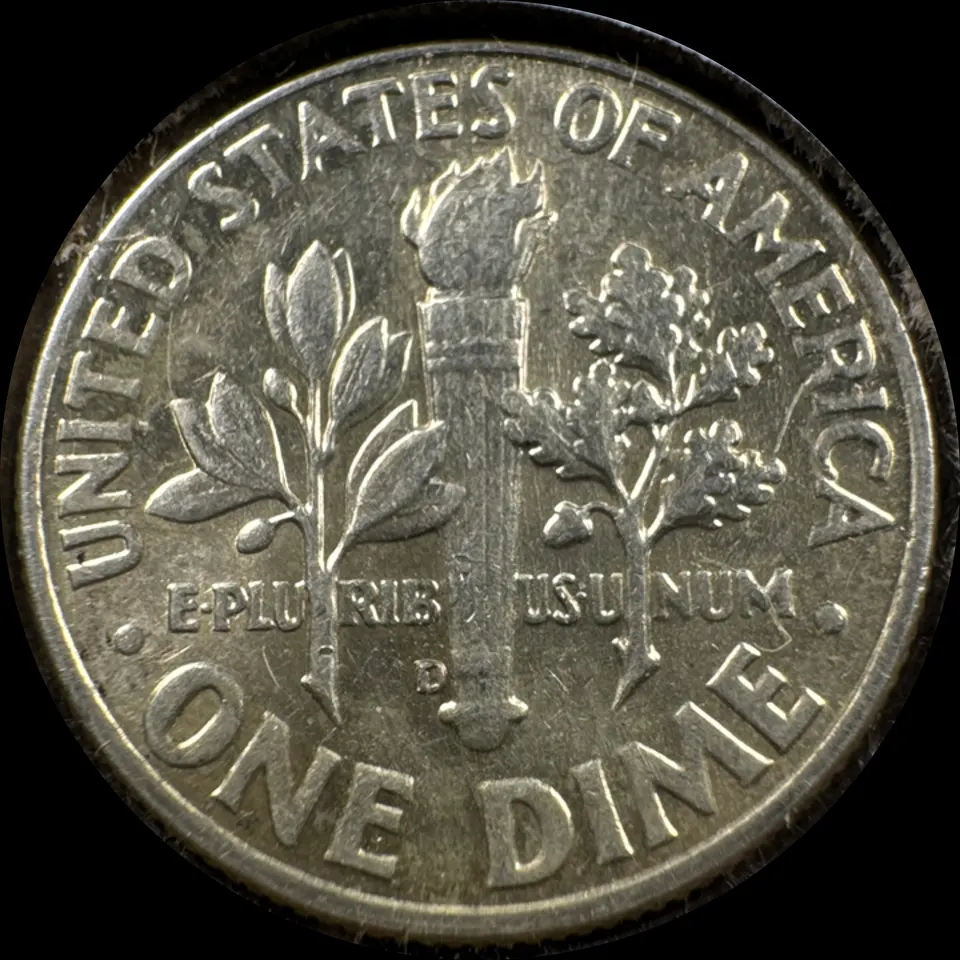 1964-D Roosevelt Dime Ungraded — back