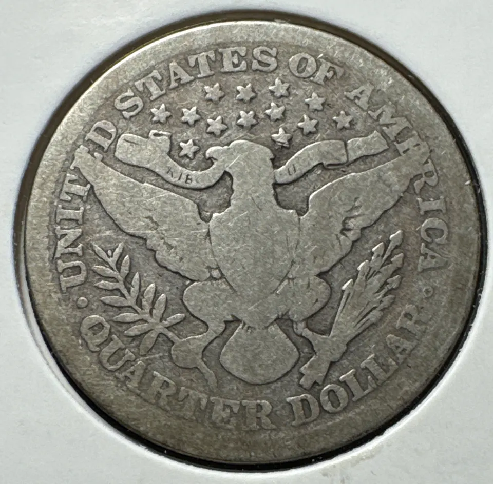 1902-P Barber Quarter Ungraded — back
