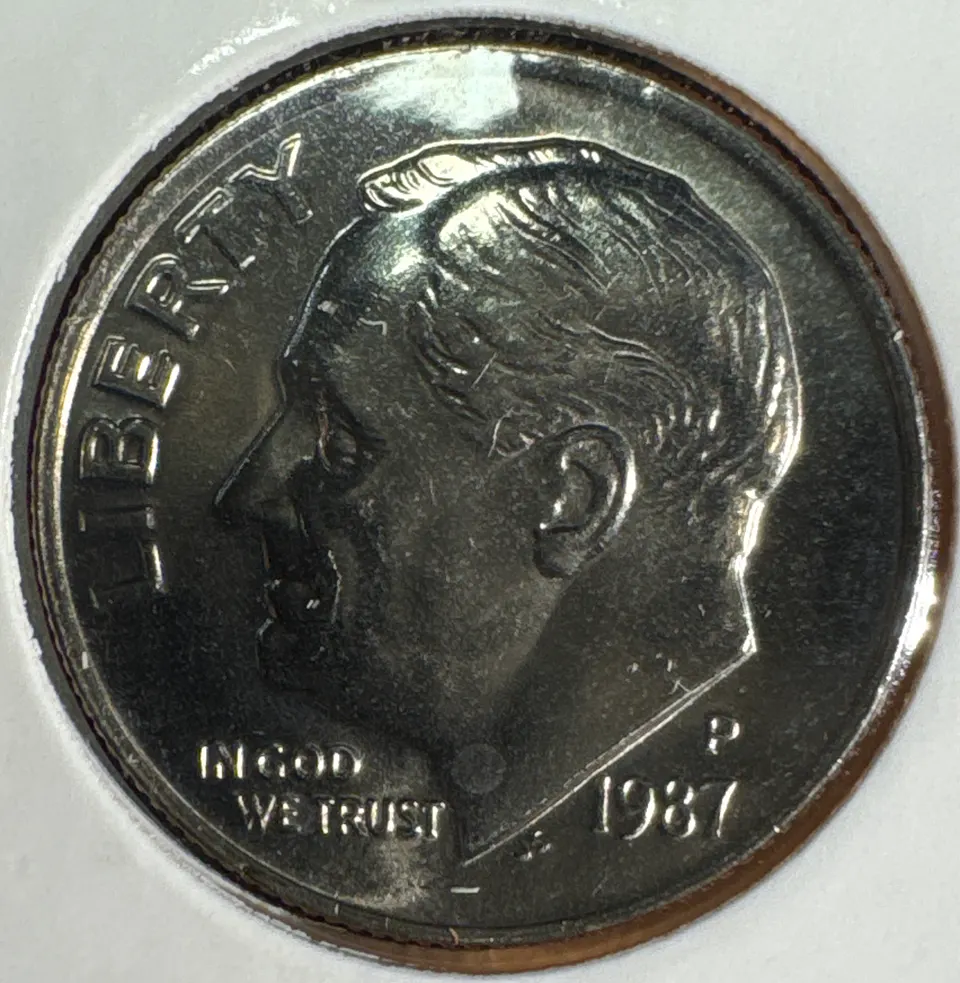 1987-P Roosevelt Dime Ungraded — front
