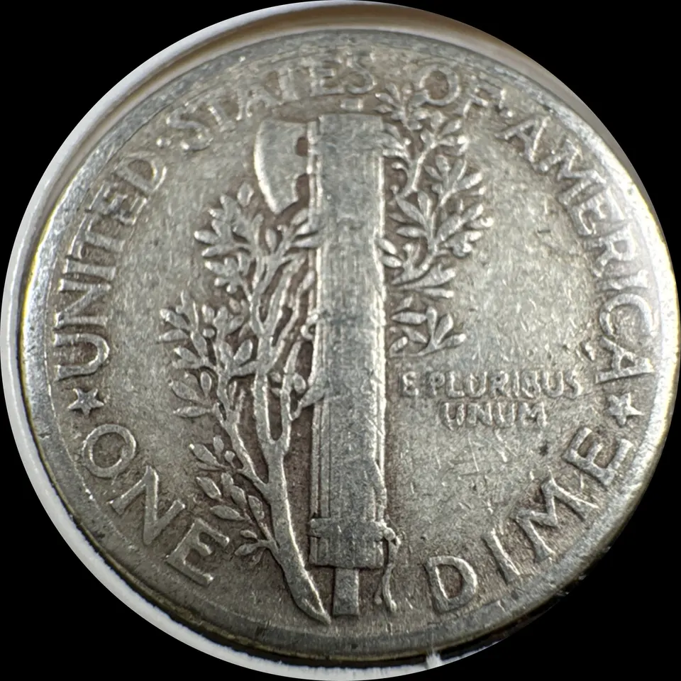 1943-P Mercury Dime Ungraded — back