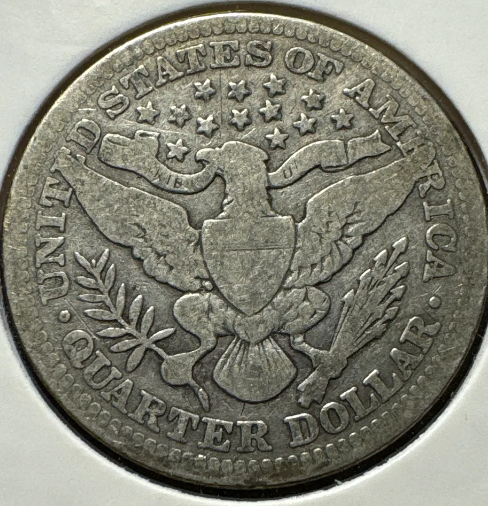 1909-P Barber Quarter Ungraded — back