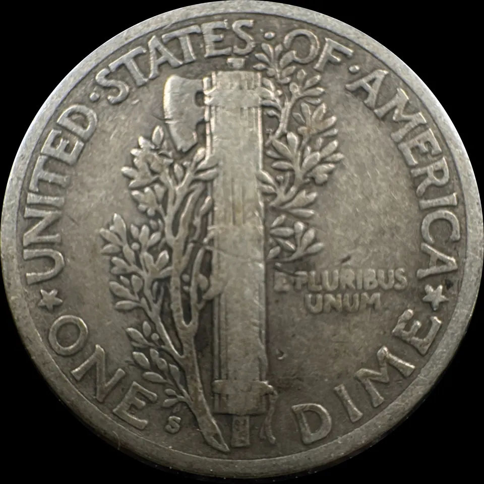 1941-S Mercury Dime Ungraded — back